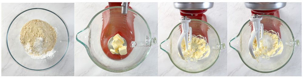 Visão do passo a passo para fazer os biscoitos amanteigados