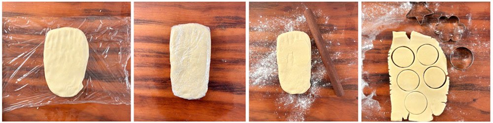 Visão do passo a passo para fazer os biscoitos amanteigados sem glúten