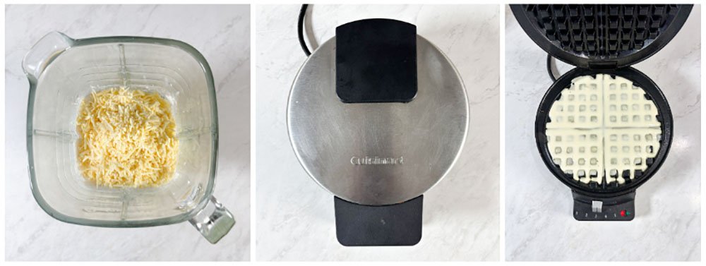 Visão do passo a passo da receita do waffle de pão de queijo