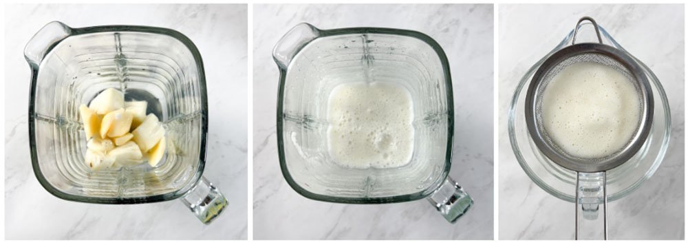 Visão do passo a passo para fazer o drink de mirtilo sem álcool