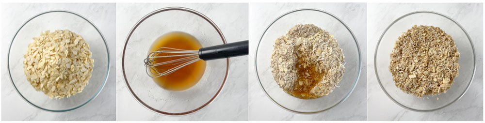 Visão do passo a passo para fazer a granola sem glúten