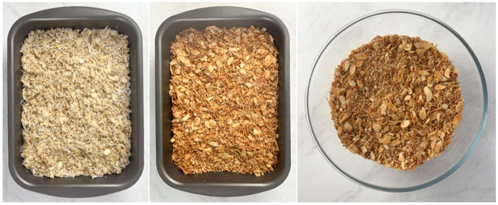 Visão do passo a passo da granola sem glúten