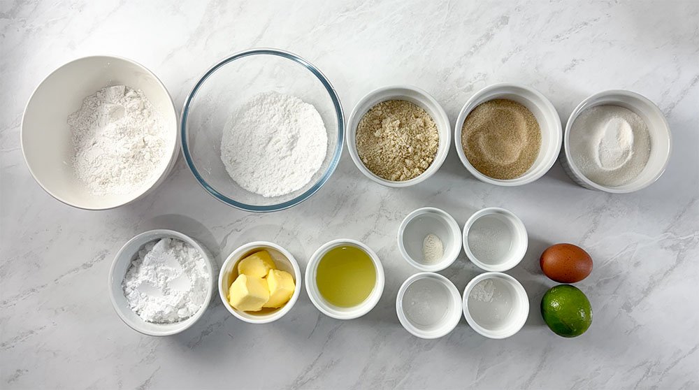 visão dos ingredientes dos biscoitos de limão sem glúten