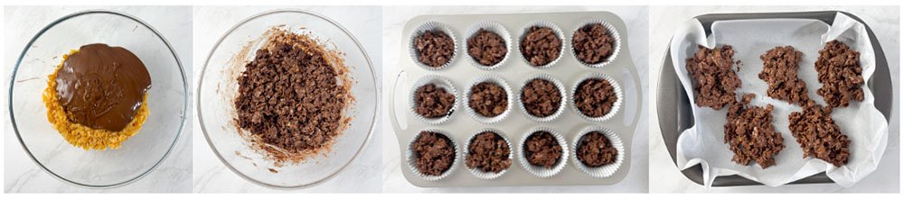 visão do passo a passo para fazer o crocante de chocolate sem glúten