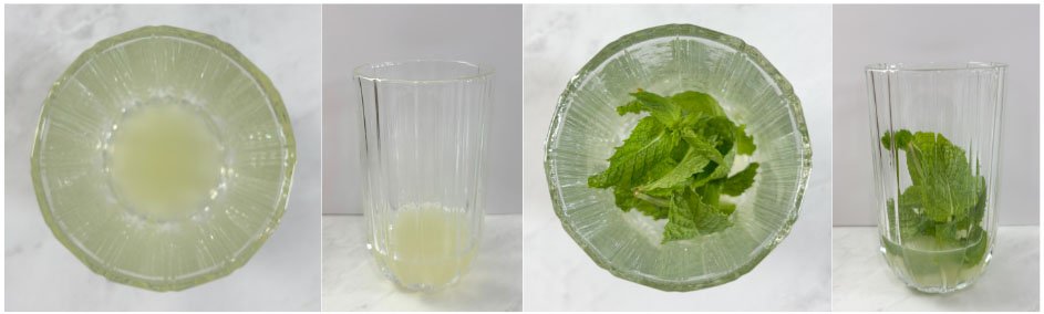 visão do passo a passo para fazer o drink de limão com hortelã sem álcool