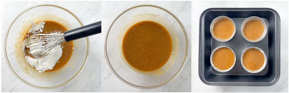 visão do passo a passo para fazer o petit gateau de doce de leite sem glúten