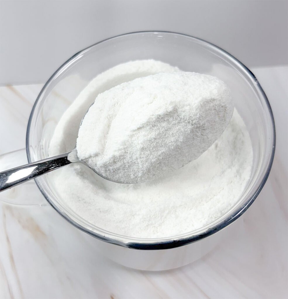 visão frontal da farinha de arroz 