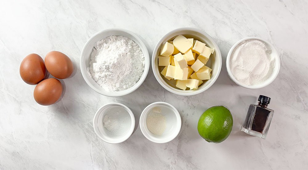 visão frontal dos ingredientes da receita