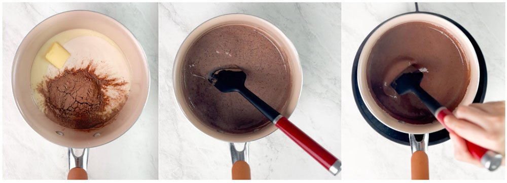visão do passo a passo da cobertura de brigadeiro